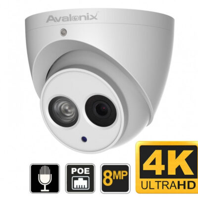 Extended PoE Range 4K Security Camera Dome with Mic